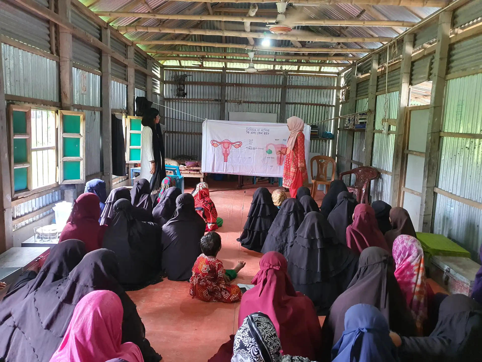 Students in a school puberty-awareness session